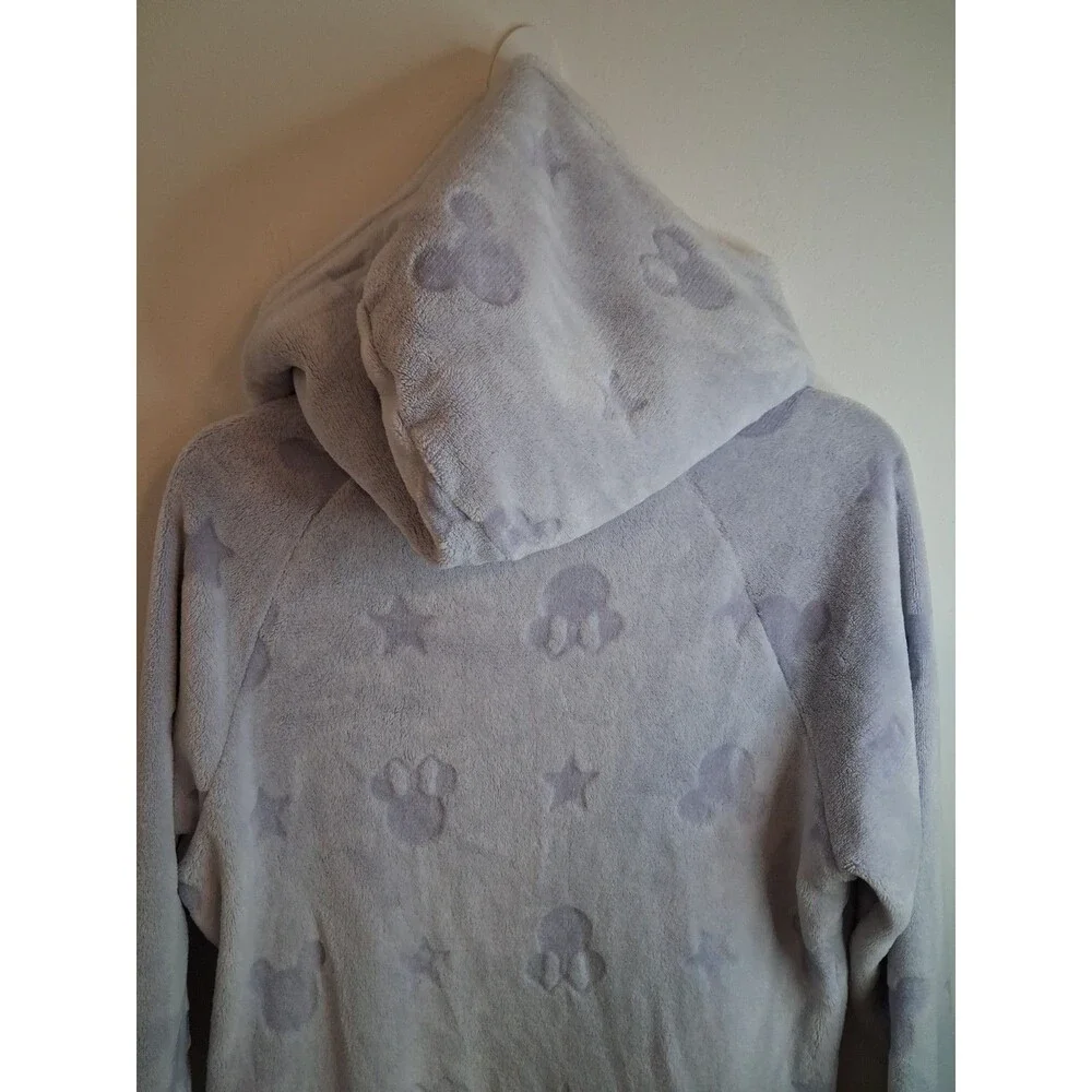 Disney Mickey Minnie Fleece Lounger Robe Large Sherpa Hoodie Blue Pullover